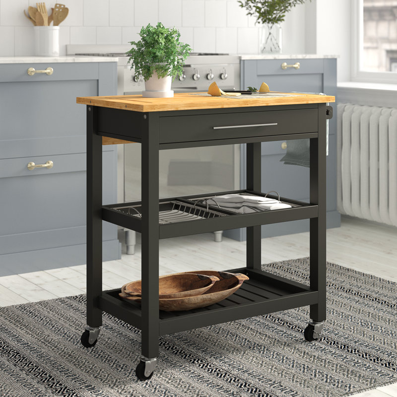 August Grove Elsworth Kitchen Trolley with Granite Top & Reviews